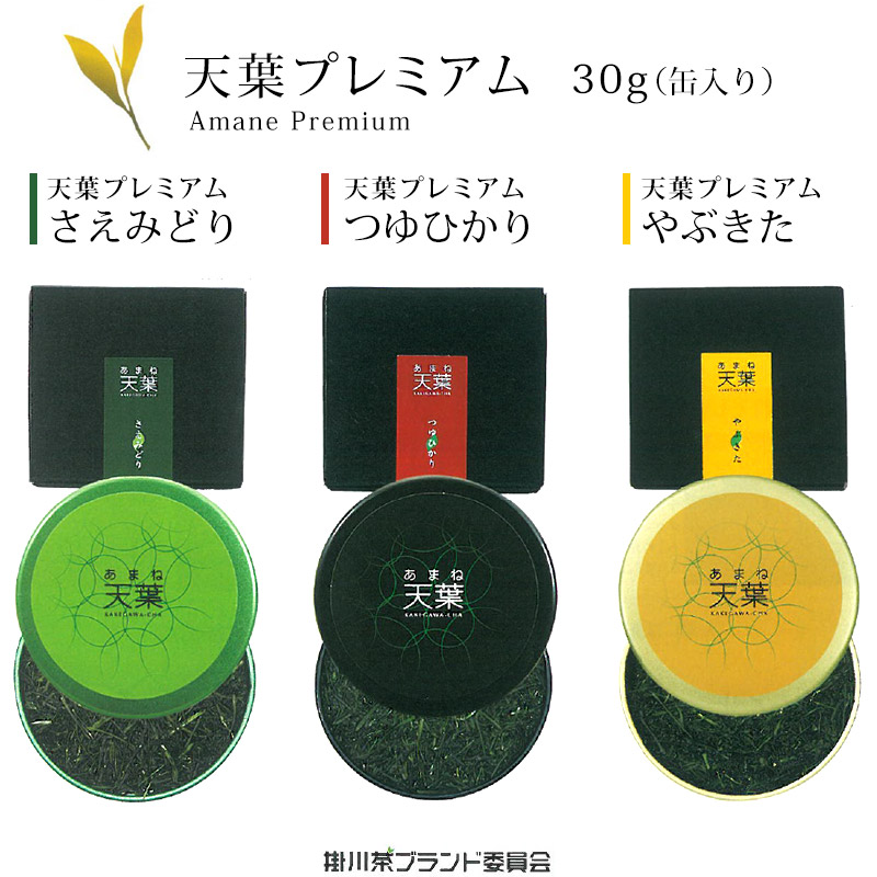 最高級深蒸し掛川茶「天葉プレミアム」80g（缶入り）さえみどり・つゆひかり・やぶきた 掛川茶ブランド委員会