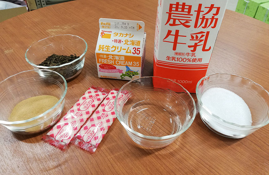 ほうじ茶プリンの材料