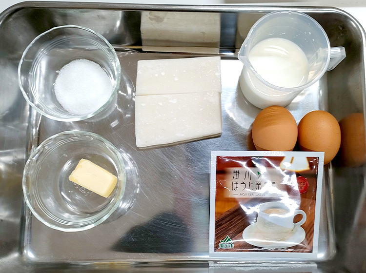 ほうじ茶ラテとおもちのパンケーキの材料